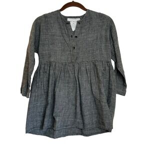 Acacia Kids Gray Linen Dress sz XL=6 EUC